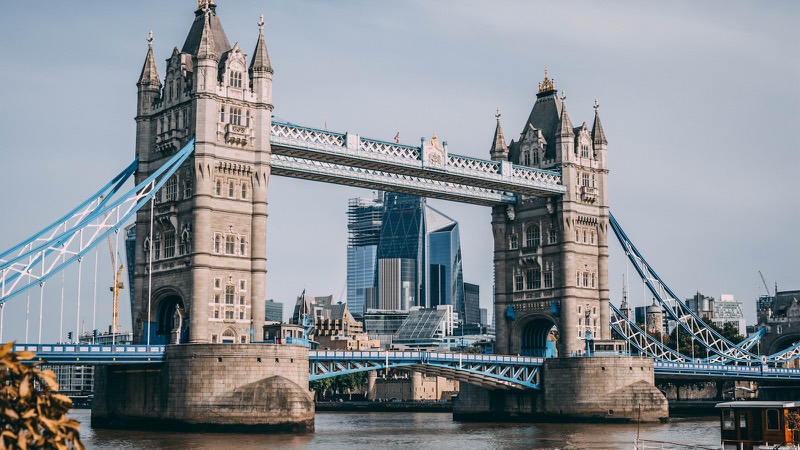 Tower Bridge and the City of London on a clear day